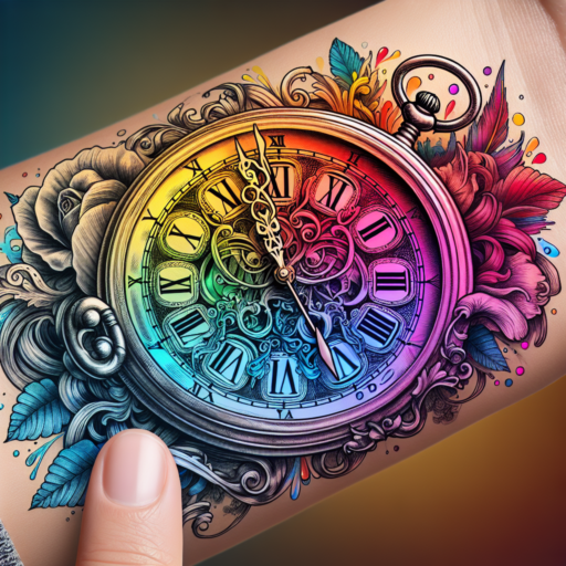 colored clock tattoo