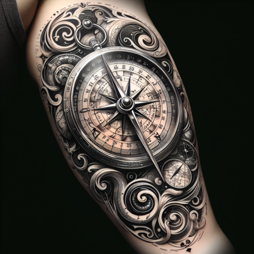 silver compass tattoo